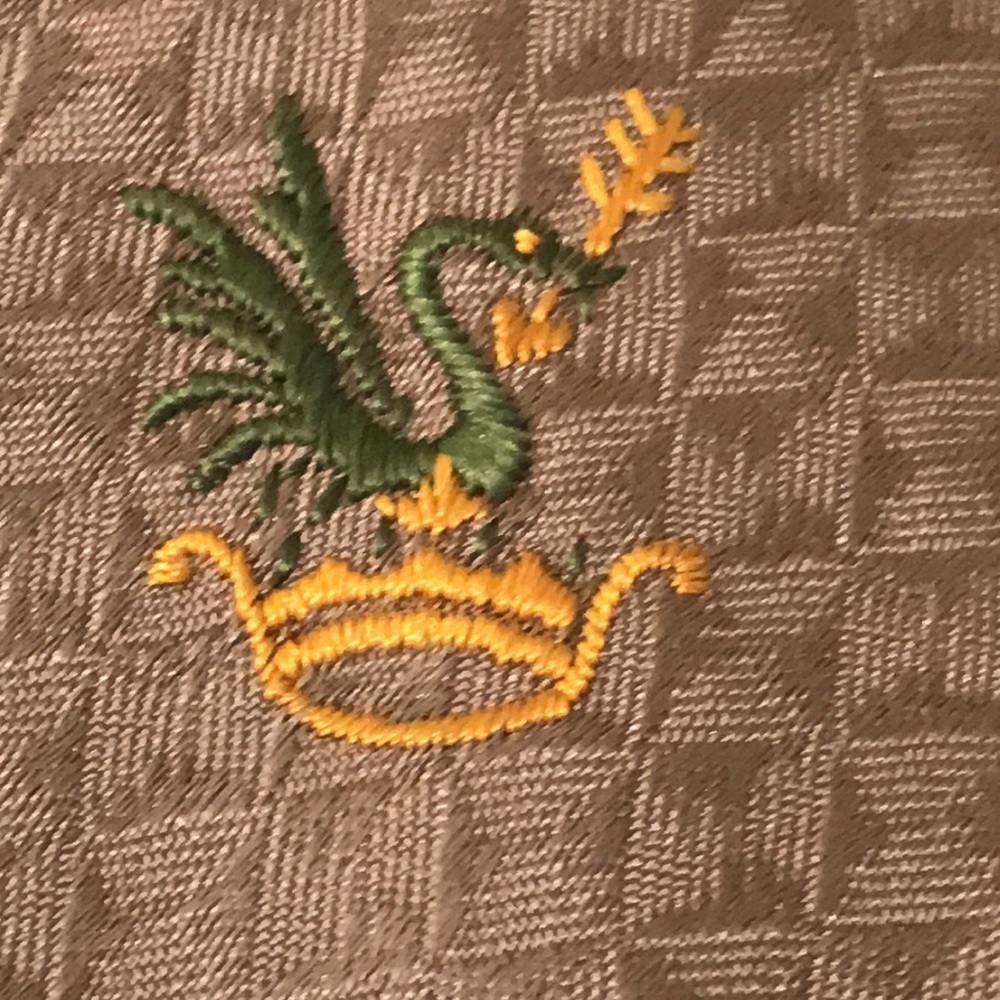 Vintage Mens Silk Tie Tan Embroidered Unique Rare Designer - Picture 3 of 5